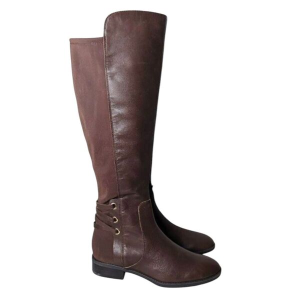 NWT VINCE CAMUTO Pauletta Brown Leather Wide Calf Over The Knee Boot Size 8M - Picture 2 of 6